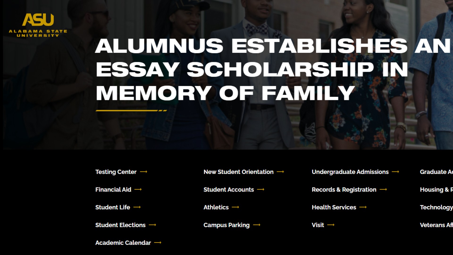 Alabama State University reports that an alumnus has established an essay scholarship in memory of family.
