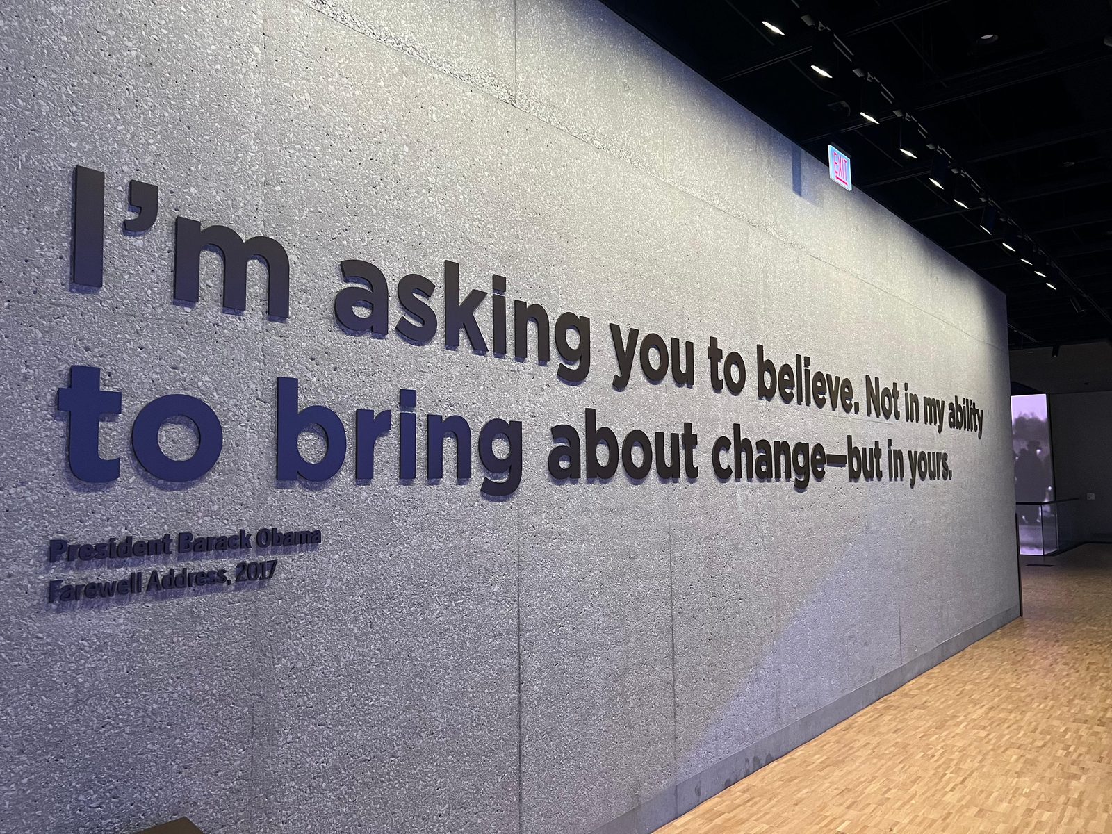 Wall quote from President Obama’s 2017 farewell address
